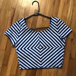 Size Medium Blue and white Crop Top.